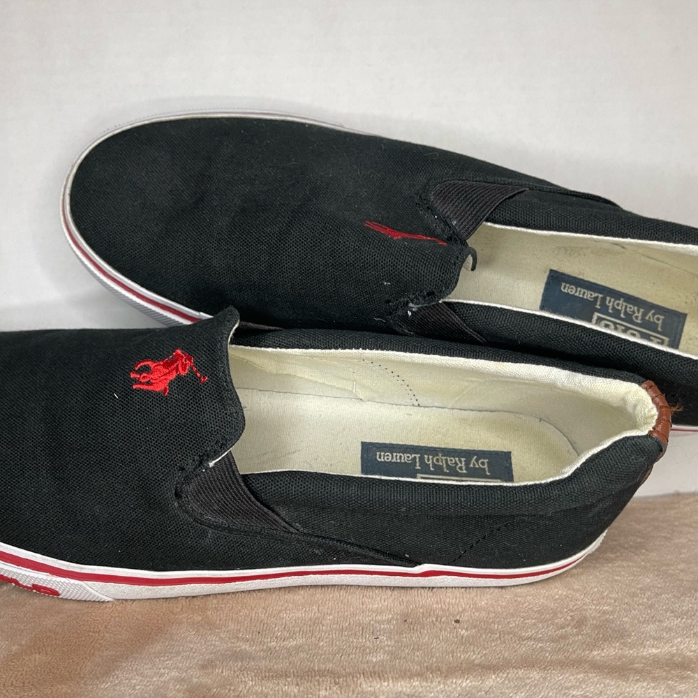 Polo by Ralph Lauren Black Canvas Slip-On with Red Pony